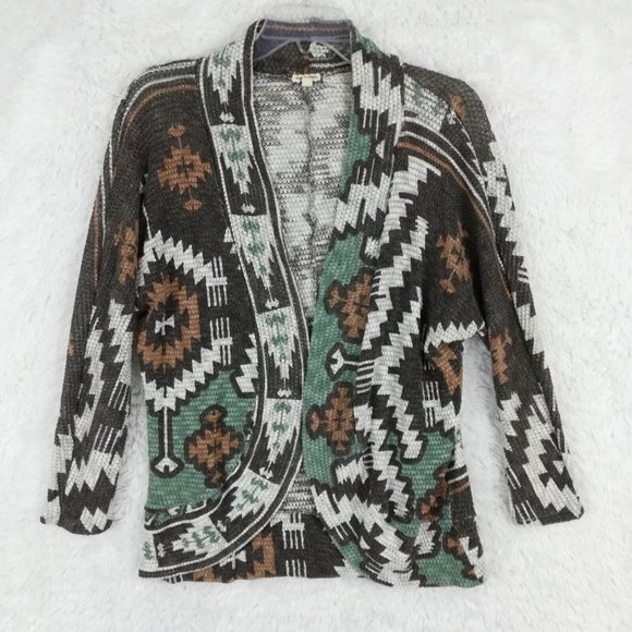 EyeShadow Womens Cardigan Aztec Open Front Multicolor Long Sleeve‎ Medium - Picture 1 of 10
